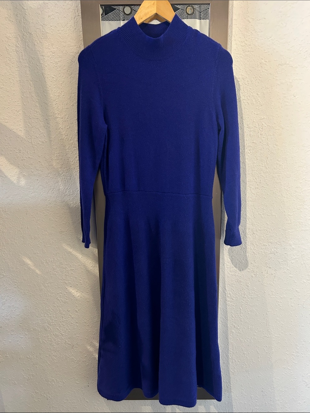 Ann Taylor Royal Blue Long Sleeve Mock Neck Sweater Dress NWT size Medium.